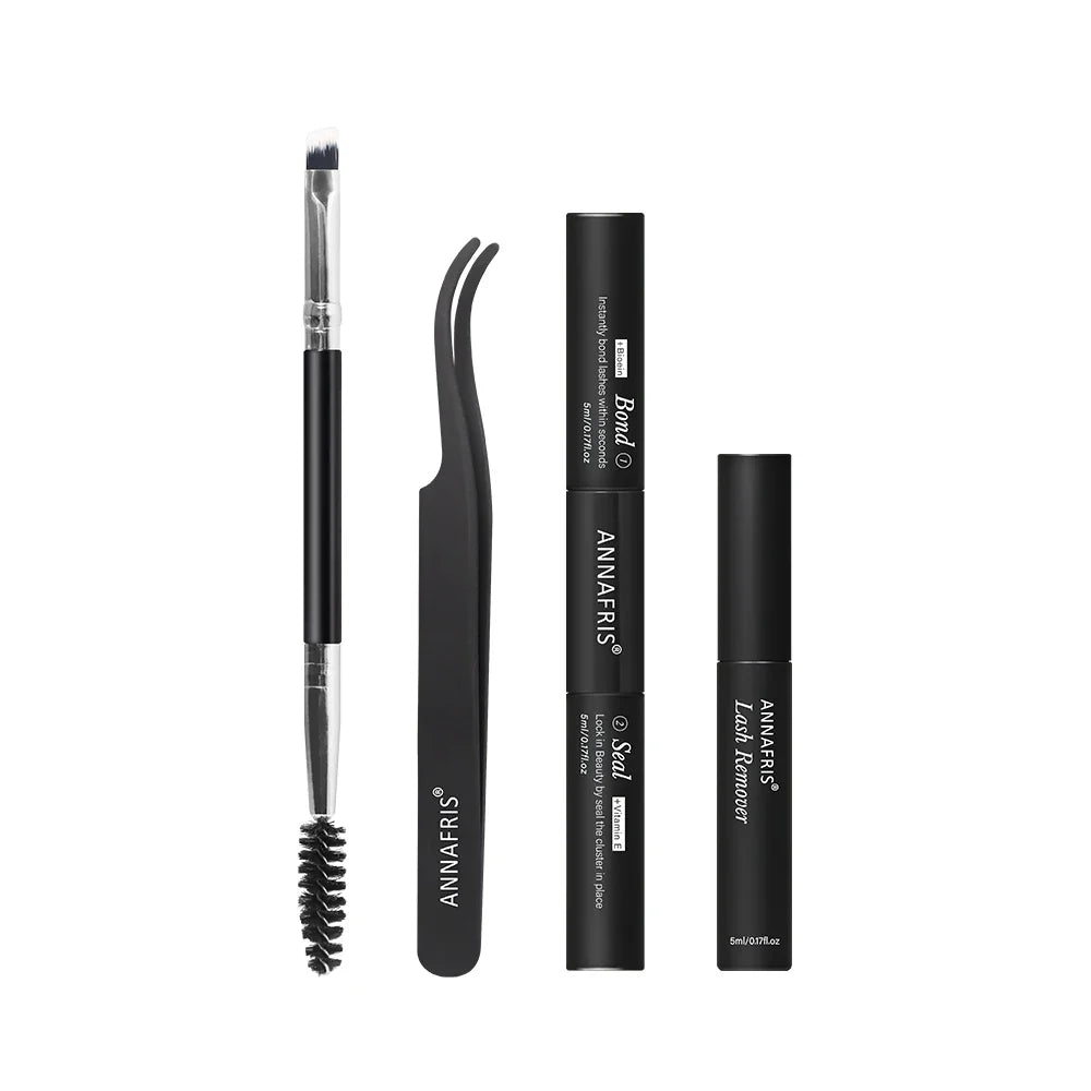 ANNAFRIS 300Pcs DIY Cluster Lash Extension Kit Color individual Lashes Kit with Lash Bond&Seal Remover Tweezers