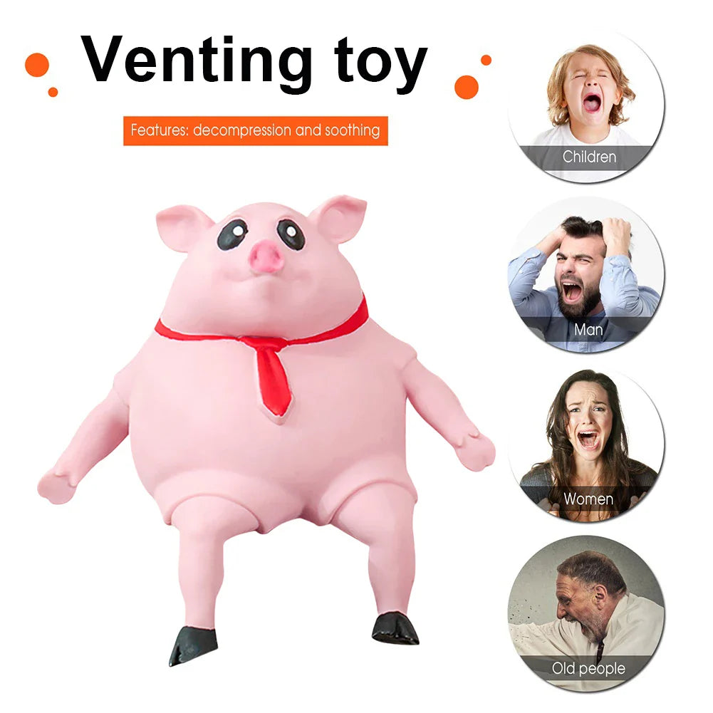 Cartoon Toy Pig Stretch Creative Sensory Toy Rebound Pig Stress Relief Toy Funny Squeeze Soft Pig Toy for Girls Boys