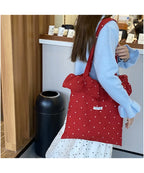 All-match Wave Point Chiffon Shoulder Bag Large Capacity Fairy Mesh Handbag Commuting Bag Korean Style Tote Bag Women