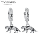 925 Sterling Silver Ear Needle Exquisite Luxury Hoop Earrings Unique Leopard Pendant Animal Design Women's Earrings Jewelry Gift