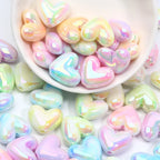 10pcs 15x17mm Macarons ABS Spacer Beads Gradients Heart Acrylic Beads For Diy Jewelry Making Bracelet Necklace Earrings Pendant