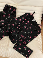 2Pcs/Set Girl's Cotton Pajama Built-in Bra Outdoor Wear Spring Autumn Hello Kitty Collection Home Clothing Sanrio Loungewear