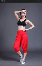 1pcs/lot woman modal yoga pants female summer solid belly dancing calf length pants