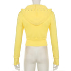 BIIKPIIK Drawstring Hooded Hoodie Suits Autumn Winter Solid Zipper Women Casual Pants Set Street Sporty Sweatshirt Two Piece Set