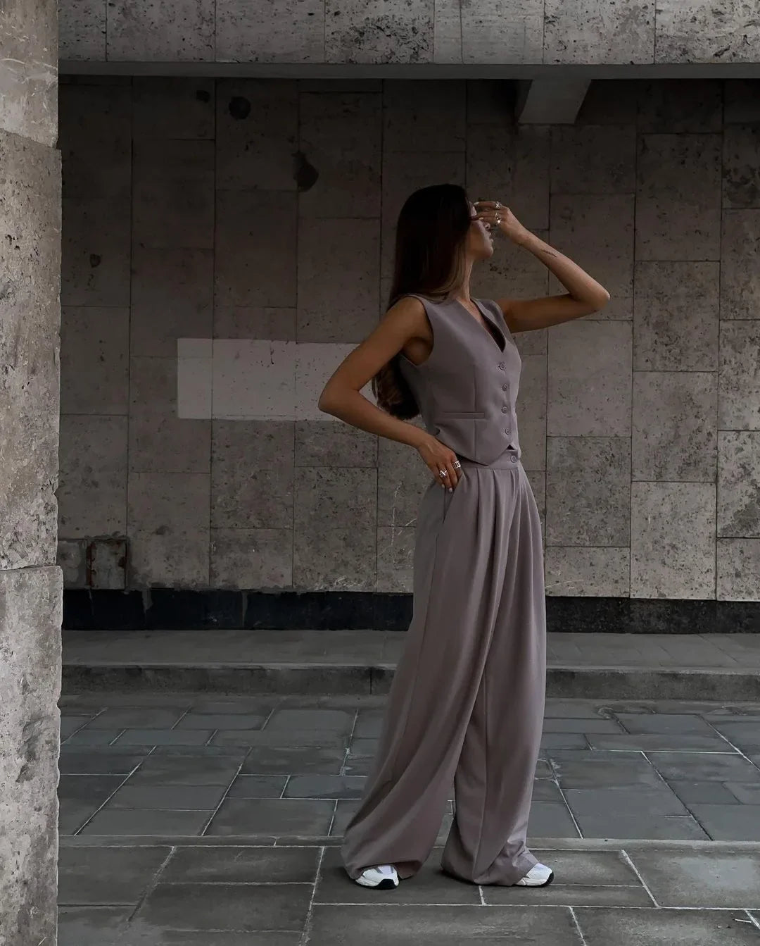 casual sleeveless suit set office lady spring summer elegant slim v-neck blazer tops pants two piece set women outfit 2024