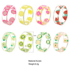 2022 Summer Colorful Ring Set Wholesale Fashion Geometric Chain Candy Color Irregular Opening Rings Women Party Finger Jewelry