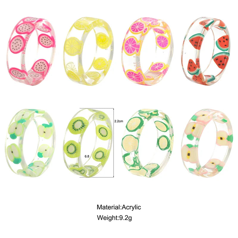 2022 Summer Colorful Ring Set Wholesale Fashion Geometric Chain Candy Color Irregular Opening Rings Women Party Finger Jewelry