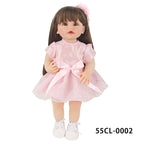 Cute PinkPrincess Doll Dress Set For 22 Inches Reborn Girl Doll Skirt+Hairband Bow Suit For 55Cm Baby New Born Girl Dolls TOy