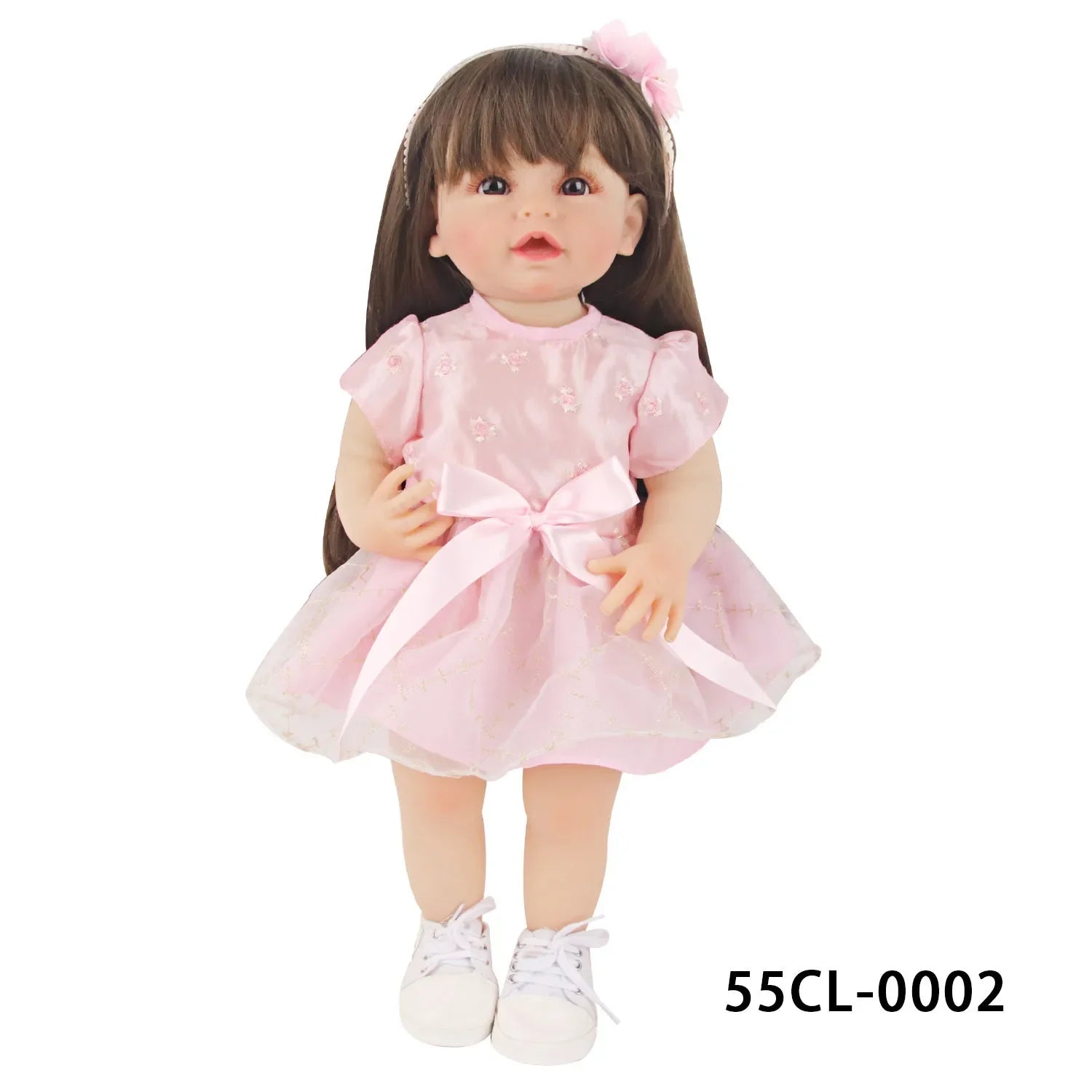 Cute PinkPrincess Doll Dress Set For 22 Inches Reborn Girl Doll Skirt+Hairband Bow Suit For 55Cm Baby New Born Girl Dolls TOy