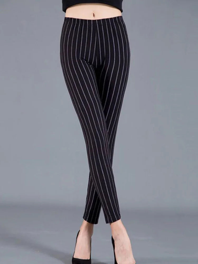 CUHAKCI Female Fitness Leggings Women Print Plaid Leggings Lady Sexy Slim Pencil Pants Push Up Elastic Waist Trousers