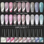 10PCS/Set Gel Nail Polish Set 125 Colors Glitter Semi Permanent Hybrid Gel Varnishes Base Top Coat Soak Off UV LED Nail Art Gel