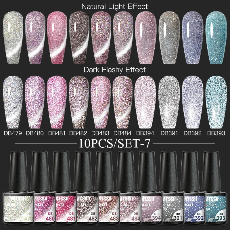 10PCS/Set Gel Nail Polish Set 125 Colors Glitter Semi Permanent Hybrid Gel Varnishes Base Top Coat Soak Off UV LED Nail Art Gel