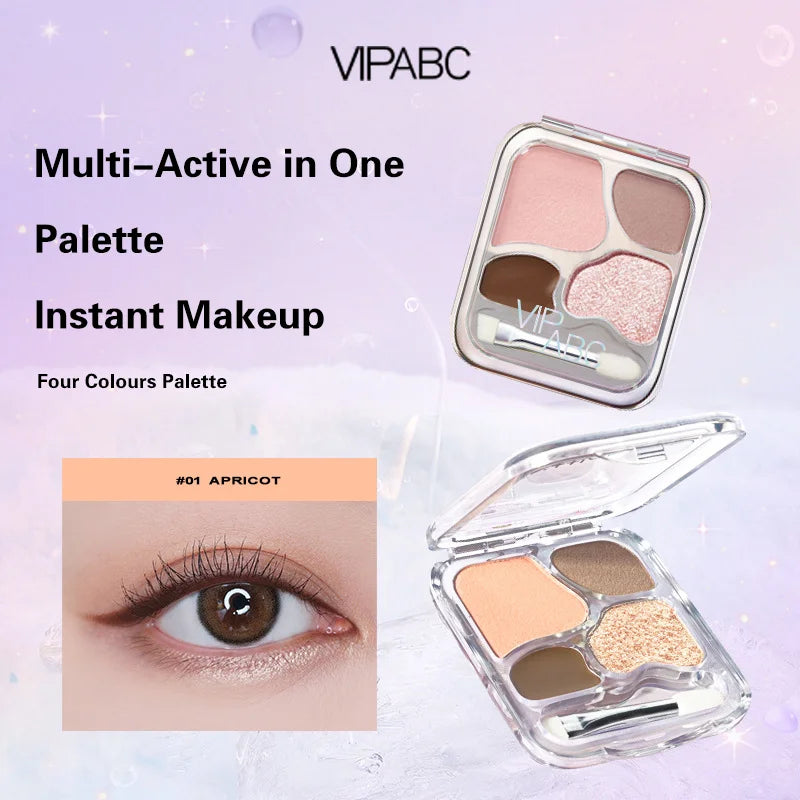 4Color Glitte Eyeshadow Palette Blush Eyeliner Eyeshadow Highlight Contour Palette Eyes Makeup Cute Beauty Cosmetics