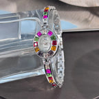 Color zircon advanced sense diamond set women's watch niche bracelet bracelet Small exquisite quartz watch cross-border hot sale