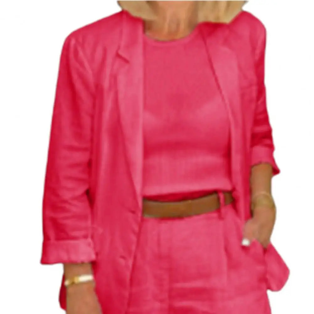 Cotton Linen Temperament Shorts Women s Suit 2 Piece Set Elastic Waist Thin Female Shorts Summer Outfit