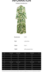 CHCH 2025 Dresses Women's New Belted Chiffon Print V-neck Chic Slim Long Dress Fashion Elegant Holiday Street Women's Dress