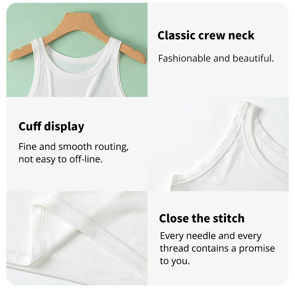 3-piece Ladies Solid Color Vest Fashion Joker Young Woman Threaded Camisole