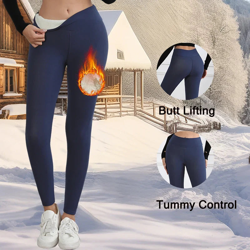 Autumn Winter Warm Fleece Women Leggings Velvet Thicken High Waist Tights Elastic Slim Solid Color Leggings Prevent Cold Tights