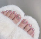 24pcs Black False Toenails Solid Color Glossy Fake Toenails Wearable Full Cover Ins Square Press on Toenail Patch for Girl Women