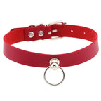DIEZI Men Harajuku Red PU Leather Necklace Choker Women Ladies Punk Gothic Vintage Statement Collar Pendant Necklace New Jewelry