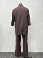 Cotton Linen Set Women Spring Summer Loose Oversize Long Sleeve Shirt Long Pants 2 Piece Sets Casual Office Ladies Trousers Suit