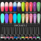 10PCS/Set Gel Nail Polish Set 125 Colors Glitter Semi Permanent Hybrid Gel Varnishes Base Top Coat Soak Off UV LED Nail Art Gel