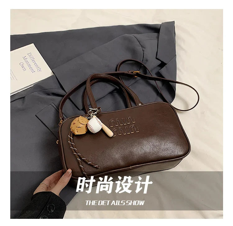 2025 new high-end luxury designer Boston handbag female niche retro fashion all-match pillow bag shoulder messenger bag trend