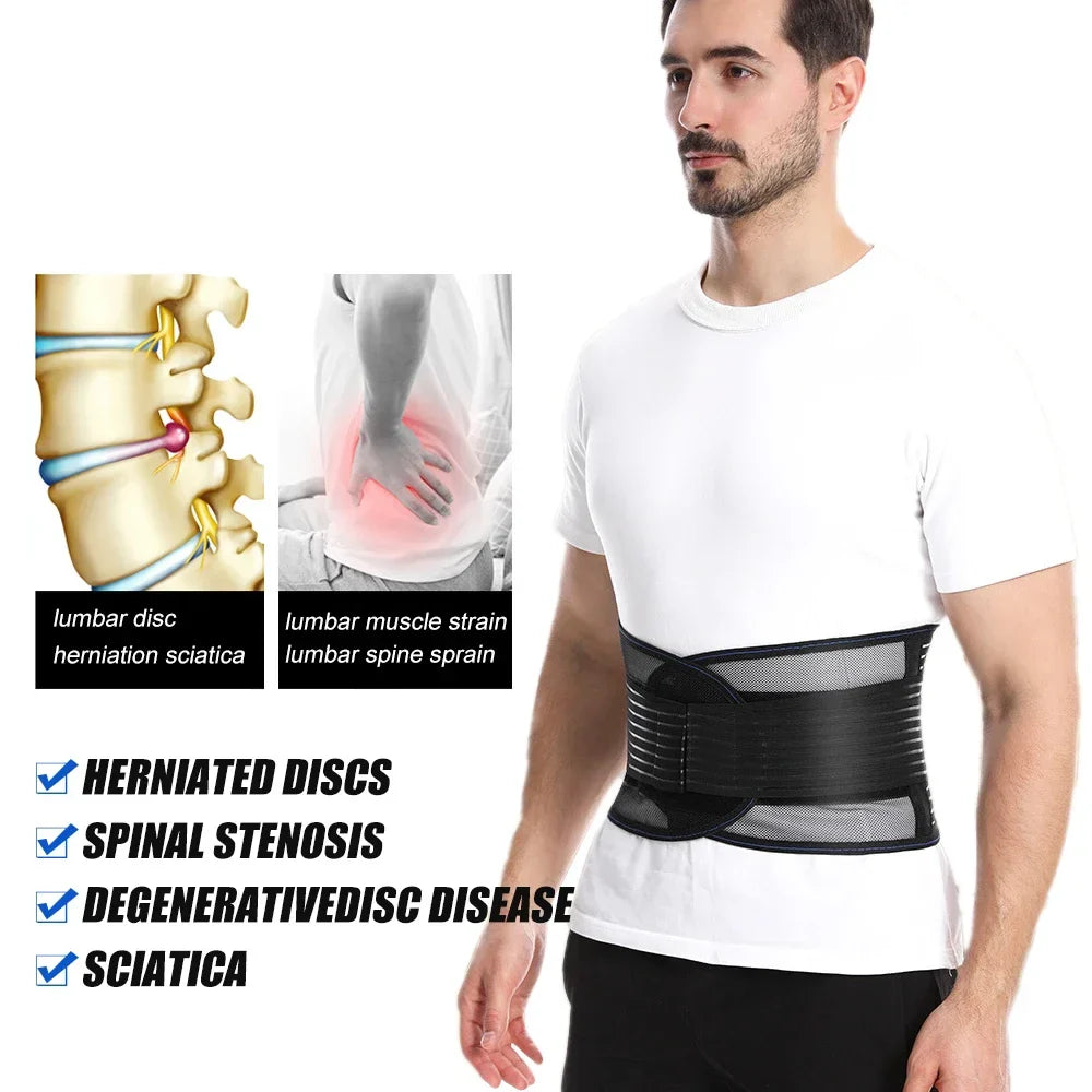 Back Braces for Lower Back Pain Relief with 5 Stays,Breathable Back Support Belt for Men/Women,Anti-skid lumbar support belt