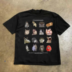 Creative Cat Pattern Printed American Style Summer Cat Women's Top Round Neck Short Sleeved Female Casual Clothing