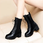 2025 Autumn and Winter New Ma Boots Female British Mid-tube Boots Korean Short Boots Tide Flat Female Leather Boots Women Shoes