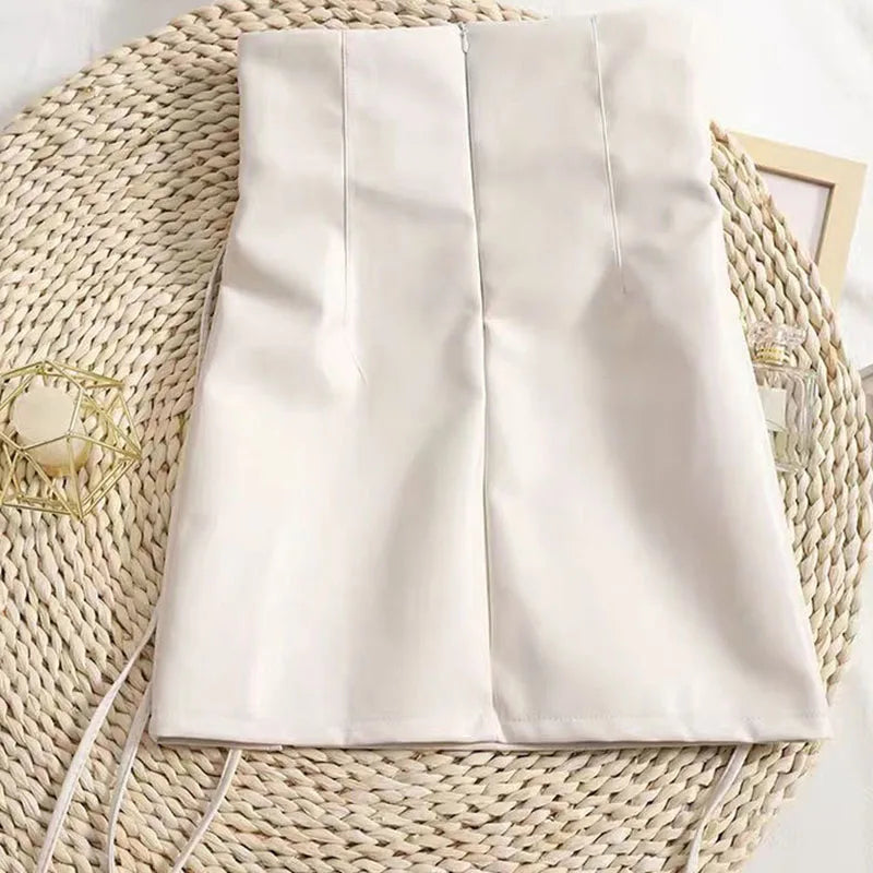 Black Leather Mini Skirts Women Gothic High Waist Slim Fit Lace Up Pencil Skirt Female Sexy Club Back Zipper Split Bag Hip Skirt