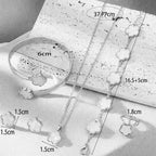 5pcs Lucky Five-petal Flower Women's Jewelry Set, Fashion Flower Bracelet + Necklace + Earrings + Bracelet + Ring, Birthday, Ann