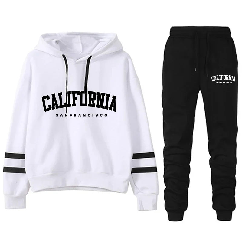 California Womens Tracksuit Casual Stripe Versatile Hooded Sweatshirt or Pants or Suit Simplicity Hot Sales Street Outfits S-3XL