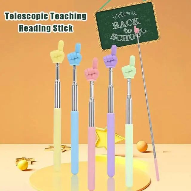 Creative Stainless Steel Teaching Telescopic Rod Finger Design Teaching Stick multifunctional Reading Stick home School Supplies