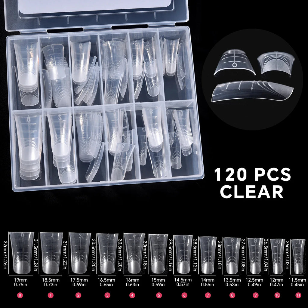 120Pcs Nail Forms For UV Gel Quick Building Extension Top Molds Dual Forms Acrylic Nail Art Tips Nails Accessories Tools