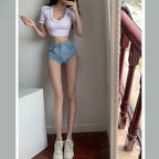 Elasticty Women's Denim Shorts Skinny Booty Tight New In Female Short Jeans Pants for Summer XXL Youthful Korean Style Comfy XL
