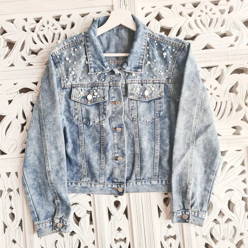 Bachelorette Jean Jackets Hen Party Gift Custom Bride Denim Jacket Pearl Mrs Outerwear Bridesmaid Personalised Coats Wedding Day