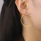 Cazador Geometric Twisted Hoops Earrings Women Real Gold Plated Stainless Steel Earrings Trend 2025 Jewelry Party Birthday Gift