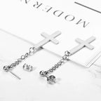 BONISKISS Men Women Stainless Steel Inverted Upside Down Cross Earring Church of Satan Temple Occult Satanic Witchy Stud Jewelry
