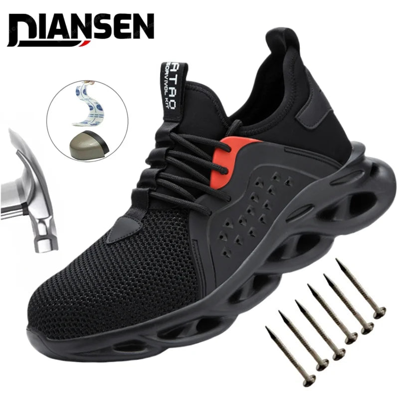 48 Size Steel Toe Cap Light Breathable Sneaker For Men Unisex Work Safety Shoes  Anti-smash And Anti-puncture Safety Sneakers