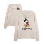 Disneyland Sweatshirt Castle Shining  Mickey Disneyworld Letter Glitter Minnie Unisex Couple Women Zip Pocket Hooded Jumper Top