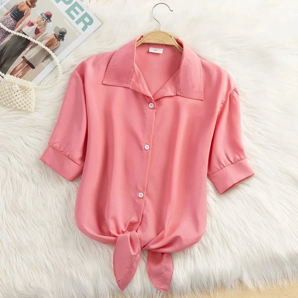 2025 New Womens Tops Fashion Women Summer Chiffon Blouse Short Sleeve Casual Shirt White Ropa Mujer Blusas Feminino