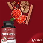 Berberine with Ceylon Cinnamon Capsules - Cardiovascular and Digestive Health, Supports Immune System, Antioxidant