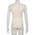 Darlingaga Casual Square Neck Fitness Summer Bodysuit Women Sleeveless Solid Basic One Piece Bodies Sporty Sexy Rompers Outfits