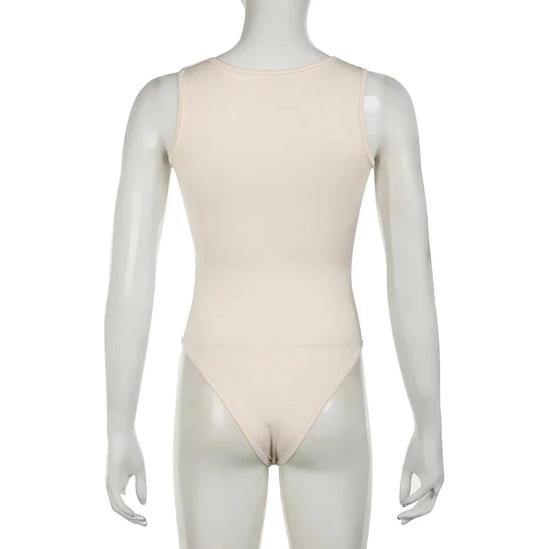 Darlingaga Casual Square Neck Fitness Summer Bodysuit Women Sleeveless Solid Basic One Piece Bodies Sporty Sexy Rompers Outfits