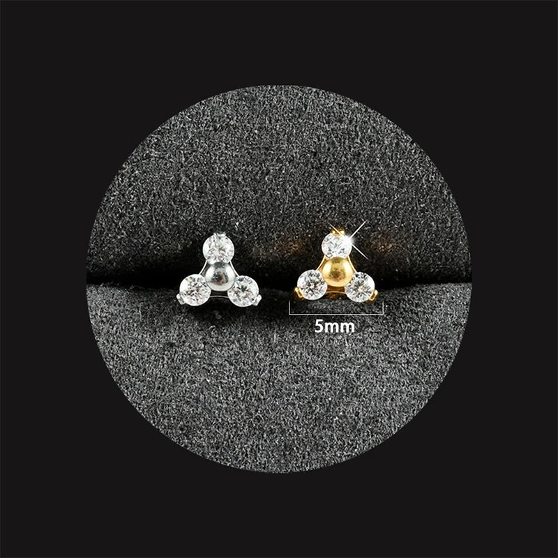 1PC ASTM F136 Titanium Flower CZ Labret Stud Internal Thread Piercing Lip Stud Daith Conch Earring Piercing Jewelry Wholesale