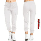 2022 New Solid Jogger Women's Cargo Pants Multi-Pocket Drawstring Elastic Waist Women Sports Pants Streetwear Casual Long Pant