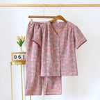 2025 Spring/Summer New Women's Pajama Set 100% Cotton Short Sleeve+Capris Two Piece Set for Large Flower Thin Home Furnishing