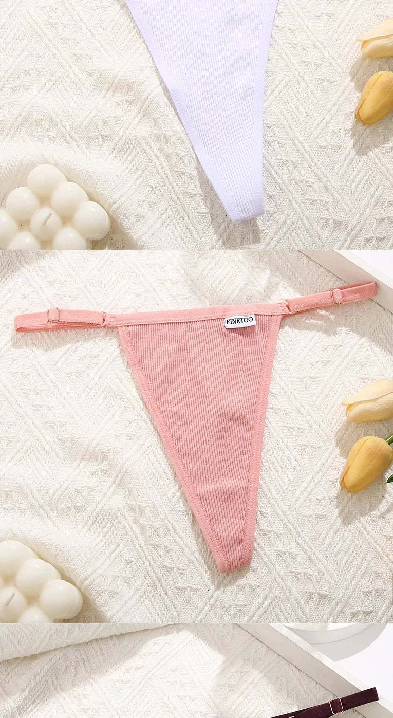 Cotton Sexy Thongs Adjustable Women's Panties Soft Panties Low Waist Seamless Thongs Woman Lingerie Tangas Mujer S-XL FINETOO