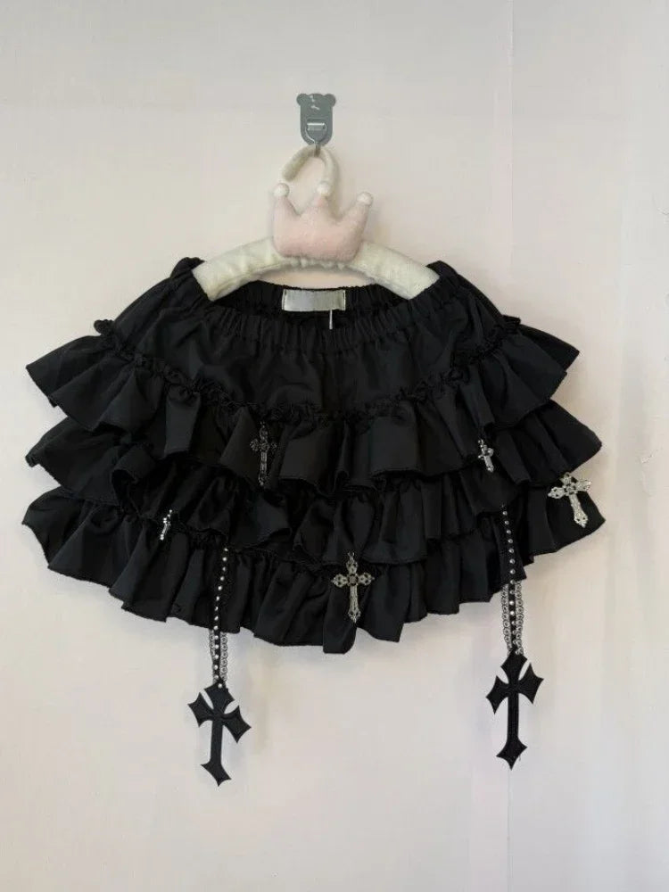 Gothic Y2k Elastic Waist Harajuku Y2k Short Skirt Women Hot Chick Chic Ruffle Subculture Skirts Design Retro Cake Skirt Lolita